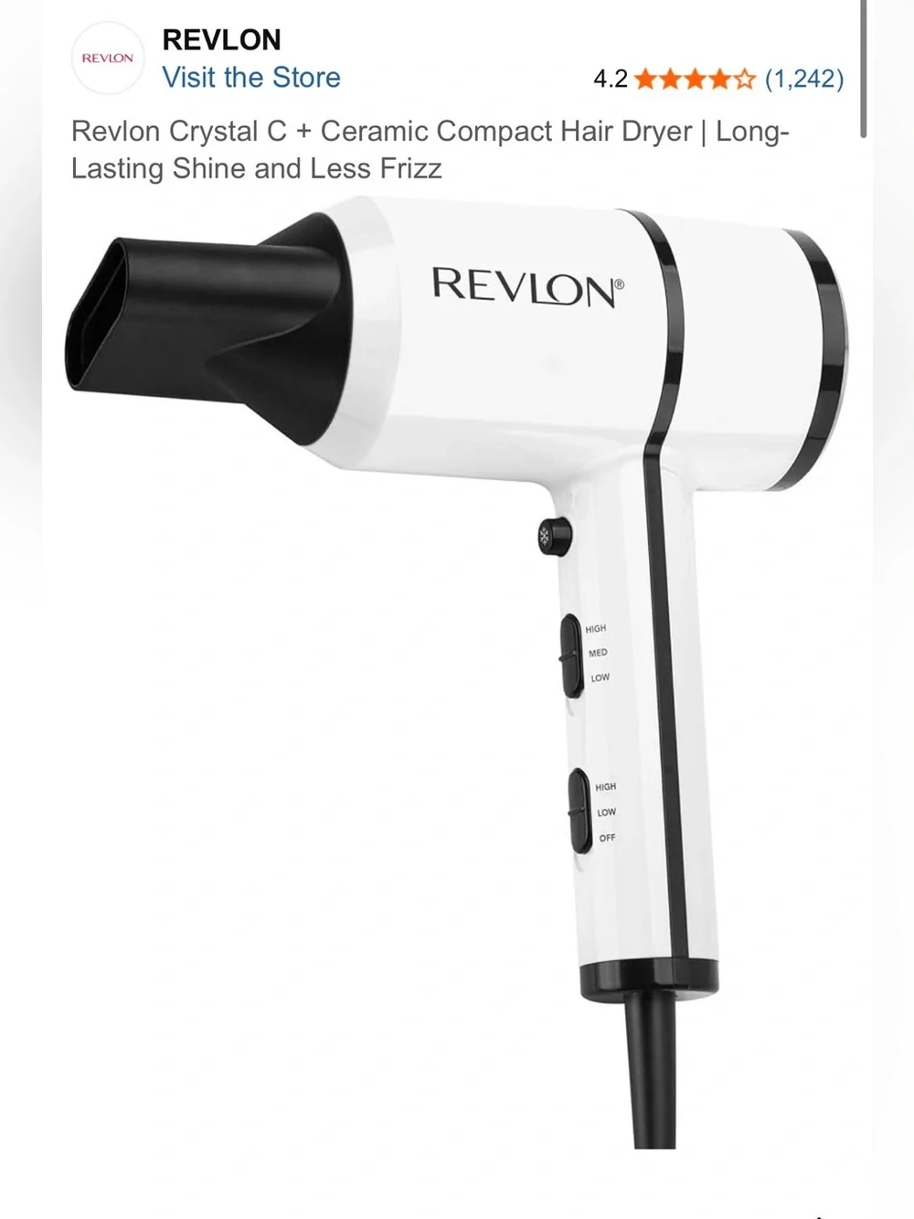 Revlon Crystal C + Ceramic Compact Hair Dryer